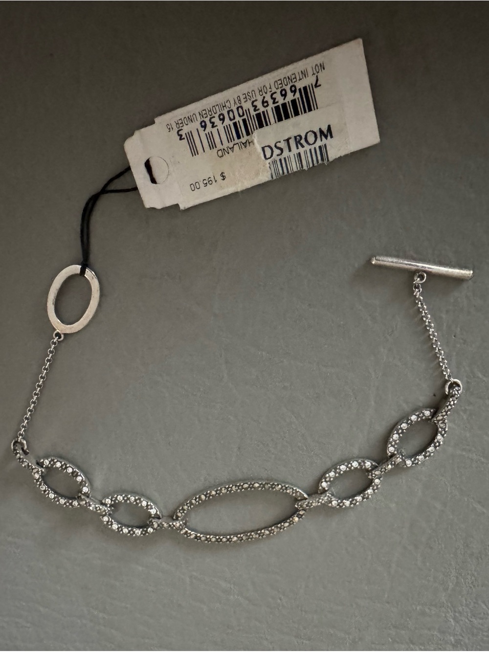 NWT Judith Jack Sterling Silver Marcasite & Crystal Link Bracelet